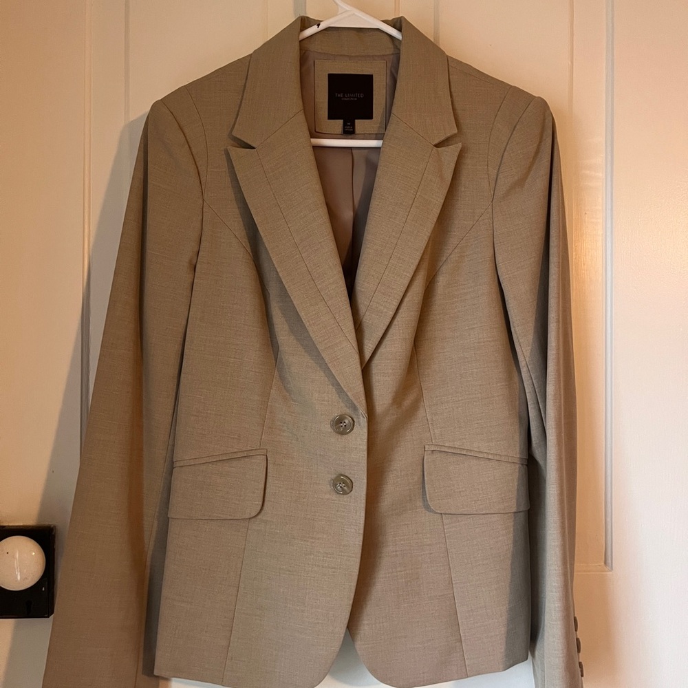 Tan Blazer with Button Closure